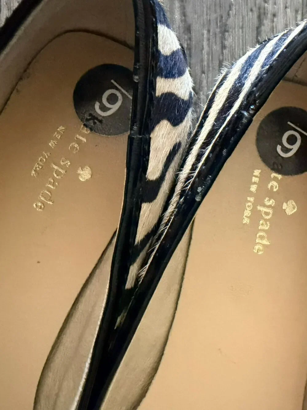 Kate Spade Zebra Print Black Bow Flats Size 6